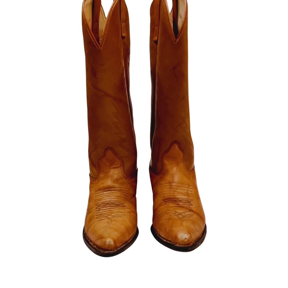 Women's 6M Leather Cowgirl Western Boots Made in USA Style L6139 Brand Unknown